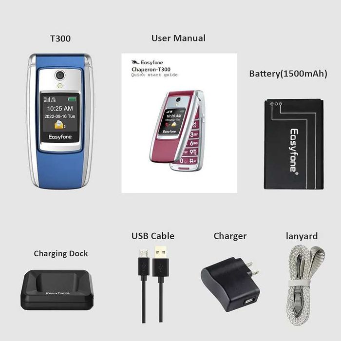 Easyfone T300 4G odblokowany telefon komórkowy z dużymi przyciskami