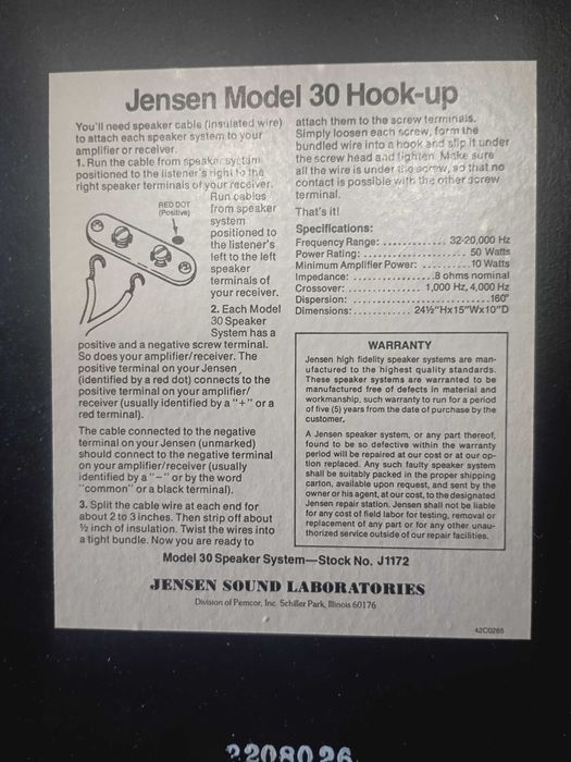 colunas JENSEN Model 30