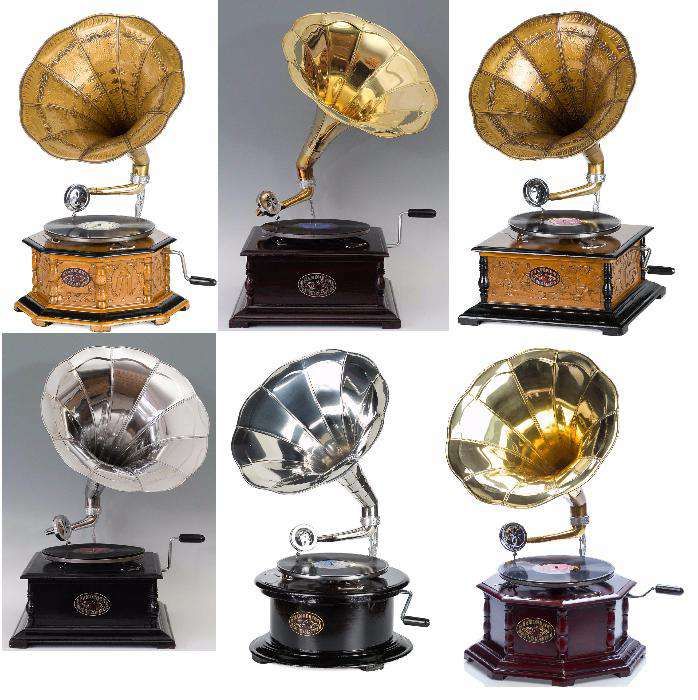 NOVAS Grafonola gramofone gramofono phonografo com campanola