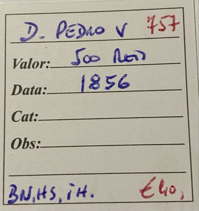 Moeda 757 - D PEDRO V - 500 Reis 1856