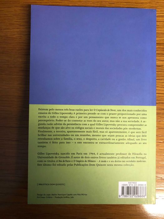 O Crepúsculo do Dever, de Gilles Lipovetsky