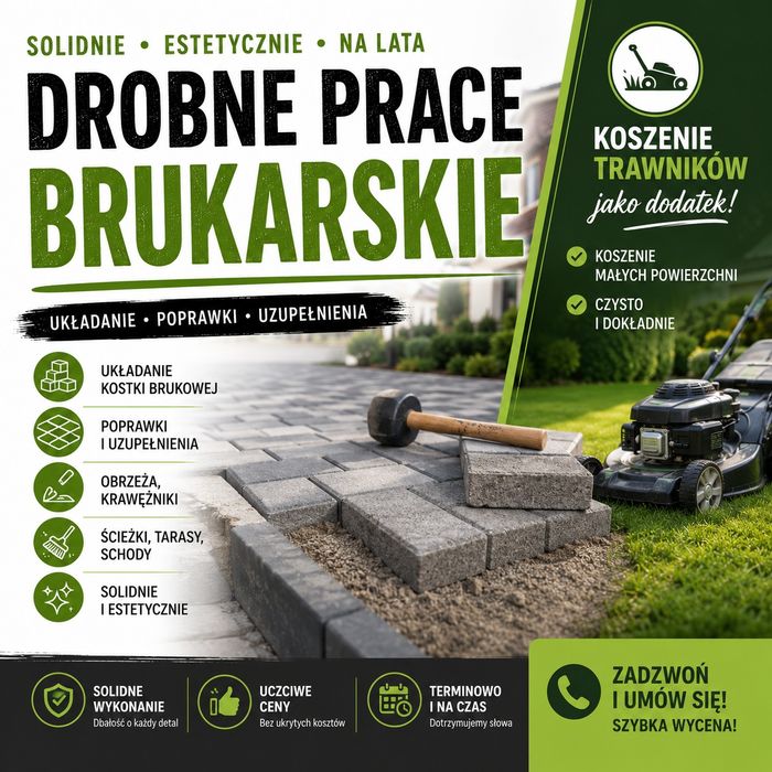 Drobne prace brukarskie, ogrodowe i transportowe.
