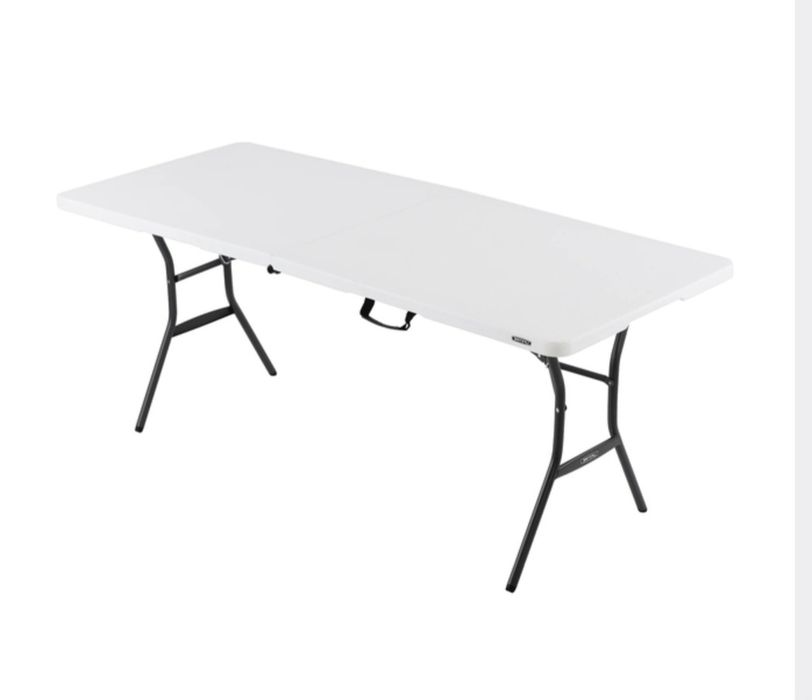 Mesa de Jardim Portátil e Dobrável em Resina 73,7x183x76,2cm Branca