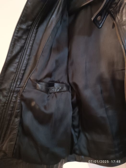 Jaqueta Motard em pele listrada  L/XL