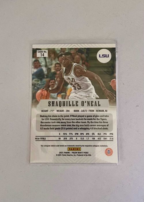 2021-22 Panini Prizm Draft Picks Flashback #14 Shaquille O'Neal LSU