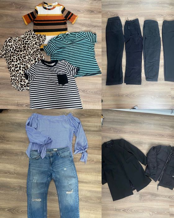 Лот вещей 41 шт  джинсы , кофты , футболки , куртки , пальто )