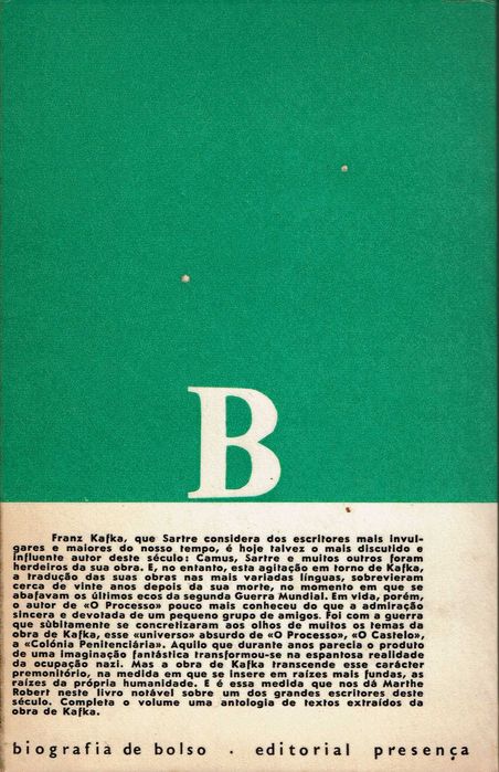 "Franz Kafka vida pensamento obra" - Marthe Robert