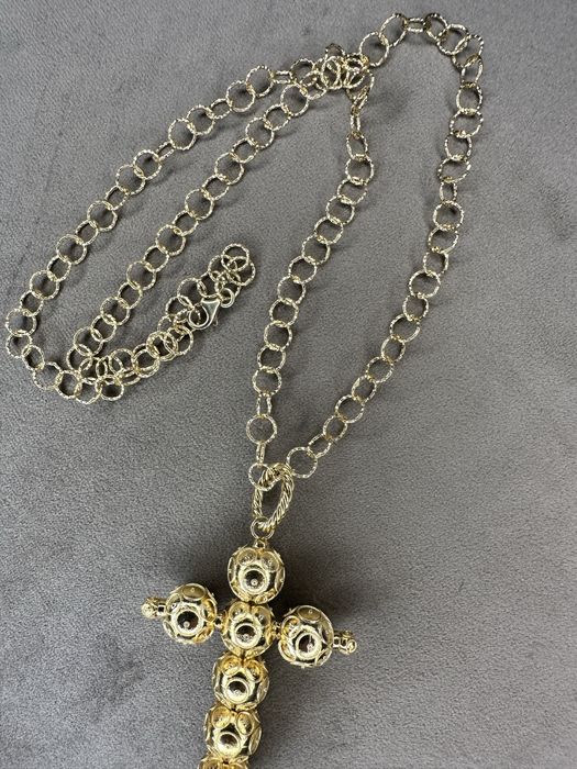 Cruz grande de Contas de Viana em prata Dourada