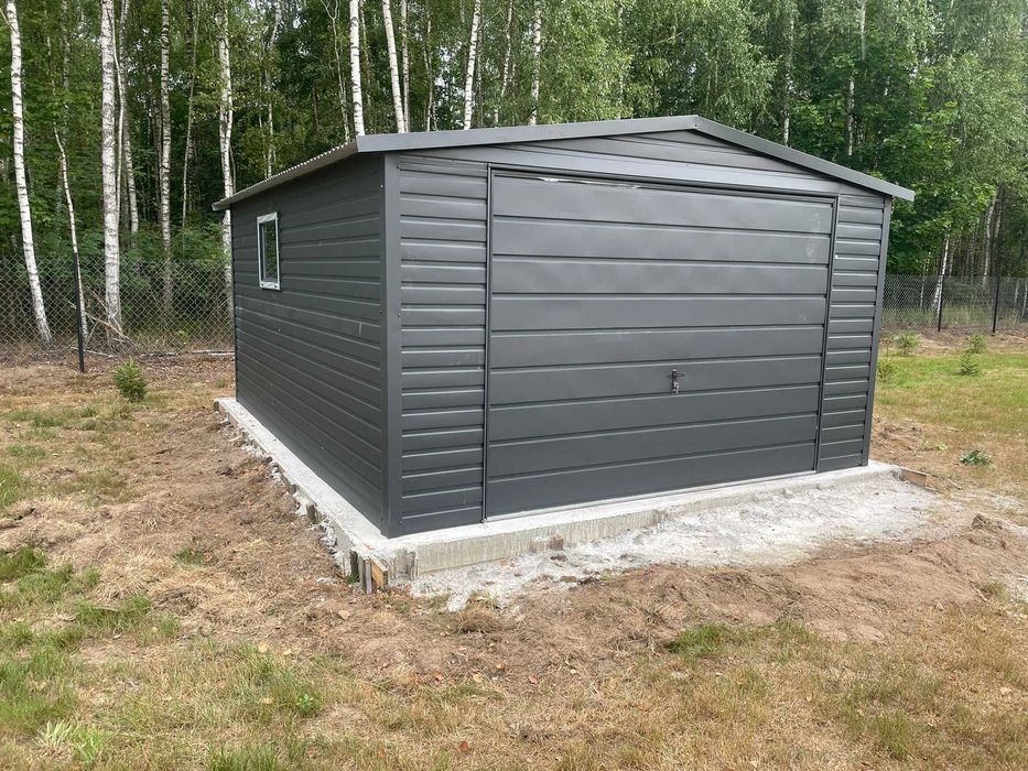 Garaż Blaszany 4x5, Ciemny Grafit MAT, Brama Uchylna, CAŁA POLSKA