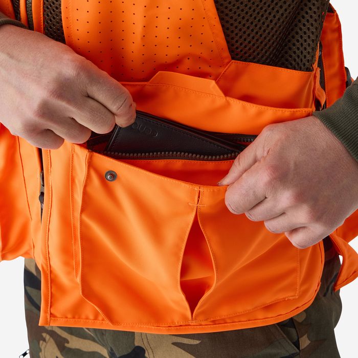 Colete Respirável de Caça Homem 520 Laranja Néon