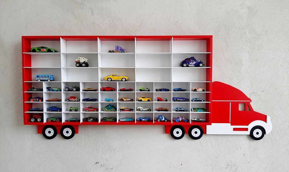 Полиця-вантажівка, гараж для машинок  hot wheels та kinsmart