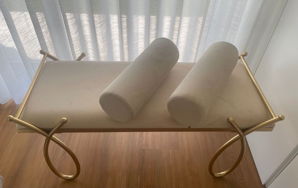 Banqueta veludo beje