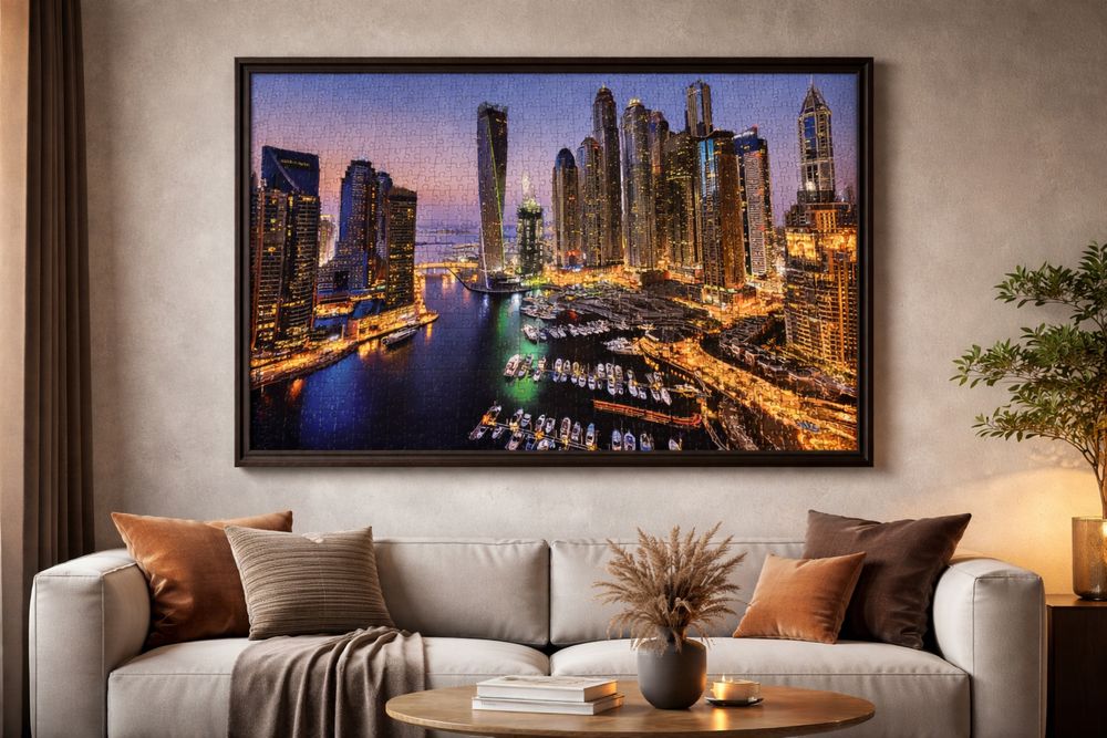 Dubai Marina ao Anoitecer