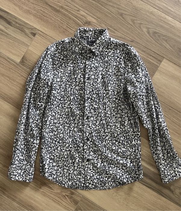 H&M Koszula męska granatowa w biały wzór