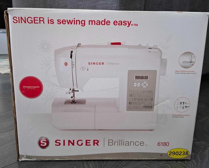 Vendo máquina de costura SINGER Brilliance 6180, nunca utilizada, caixa original.