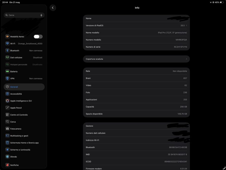 Ipad Pro 12.9 m1 5gen cellular+komplet