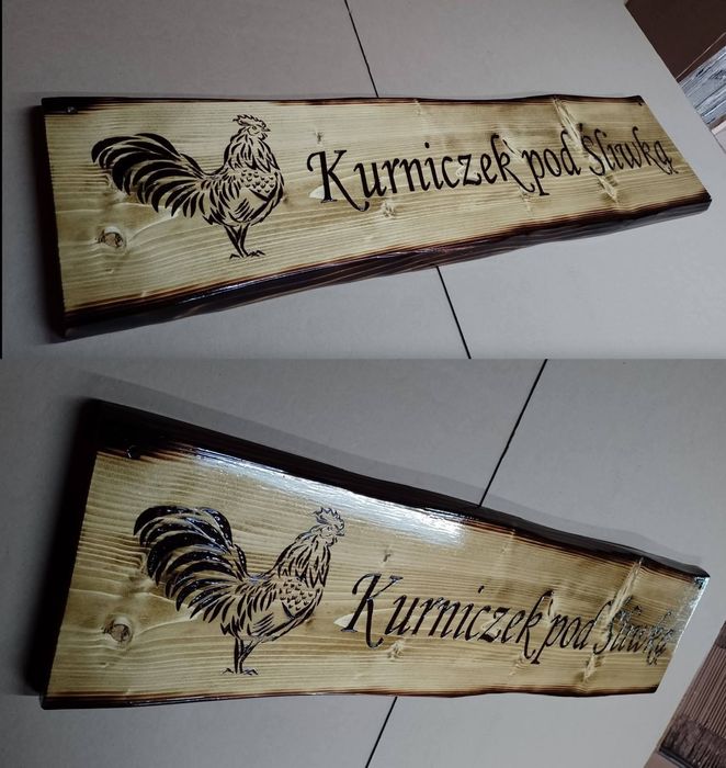 SZYLDY I TABLICE drewniane adresowe reklamowe napisy na desce drewnie