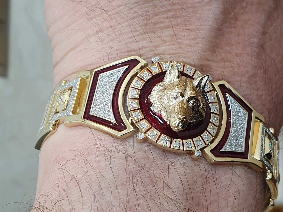 EKSLUZYWNĄ-BRANSOLETKA 14K,Z Diamentami-450szt,Waga-67,5 gr.ZŁOTA 585.