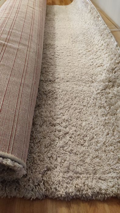 Duży beżowy ecru dywan Shaggy 400 x 260 puchaty
