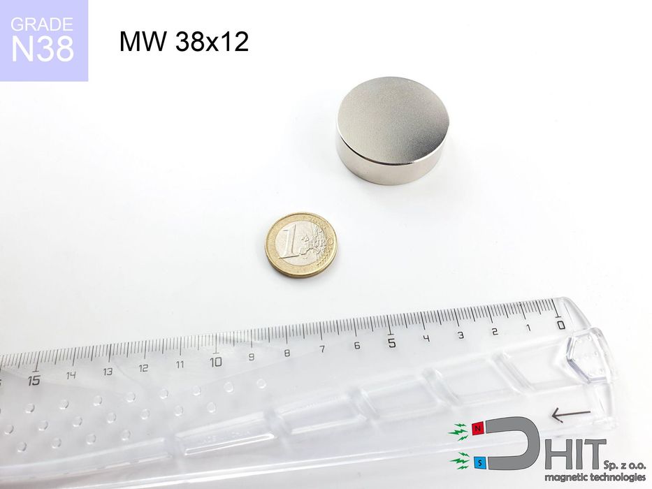 MW 38x12 [N38] - magnes cylindryczny NdFeB 2 szt.