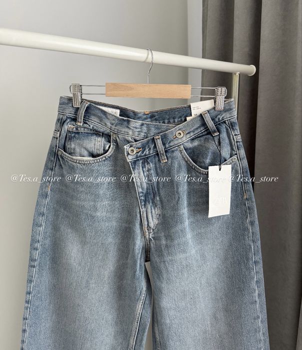 Джинси zara wide leg на запах