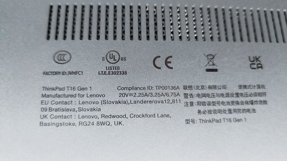 Lenovo ThinkPad T16 Gen1 / 16"  IPS / i7-1260P / 40 GB  / 512 GB SSD