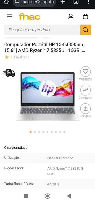 HP portatil Ryzen 7 5825u 16GB Ram, 1tb SSD Como novo