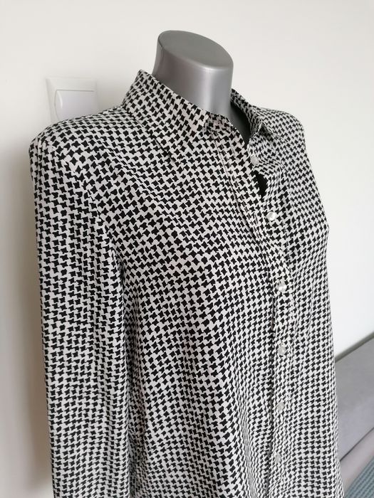 MANGO koszula /bluzka 34 w biało - czarny wzór tzw. kurza stopka