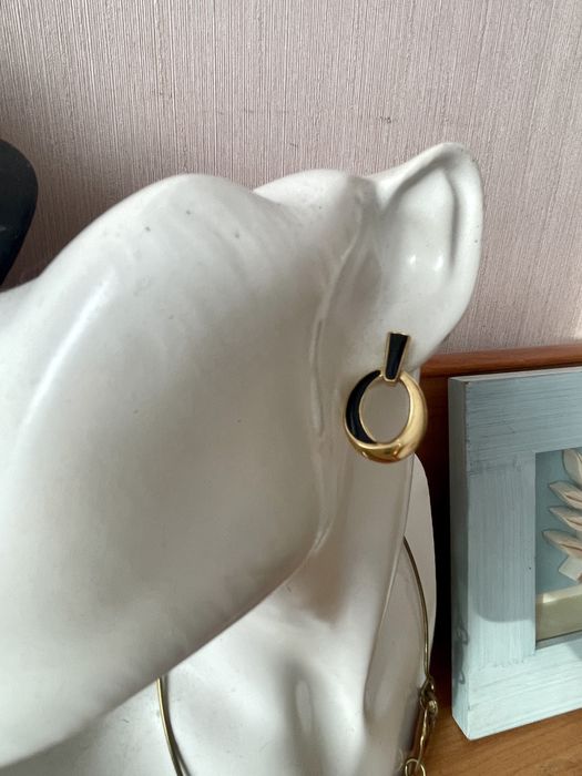 Trifari Crown вінтажні сережки чорні золотисті американський вінтаж