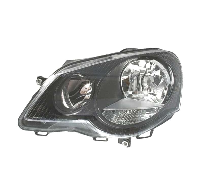 FARÓIS FRONTAIS VOLKSWAGEN VW POLO 9N3,05-09 FUNDO PRETO