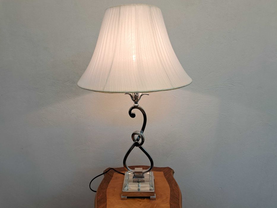 Lampa stołowa włoska chromowana srebrna glamour