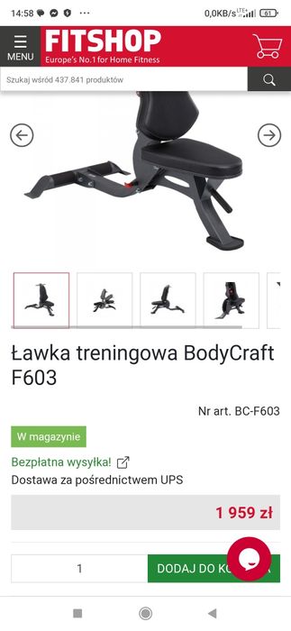 Ławka treningowa regulowana BodyCraft F603 50A% ceny # wysyłka