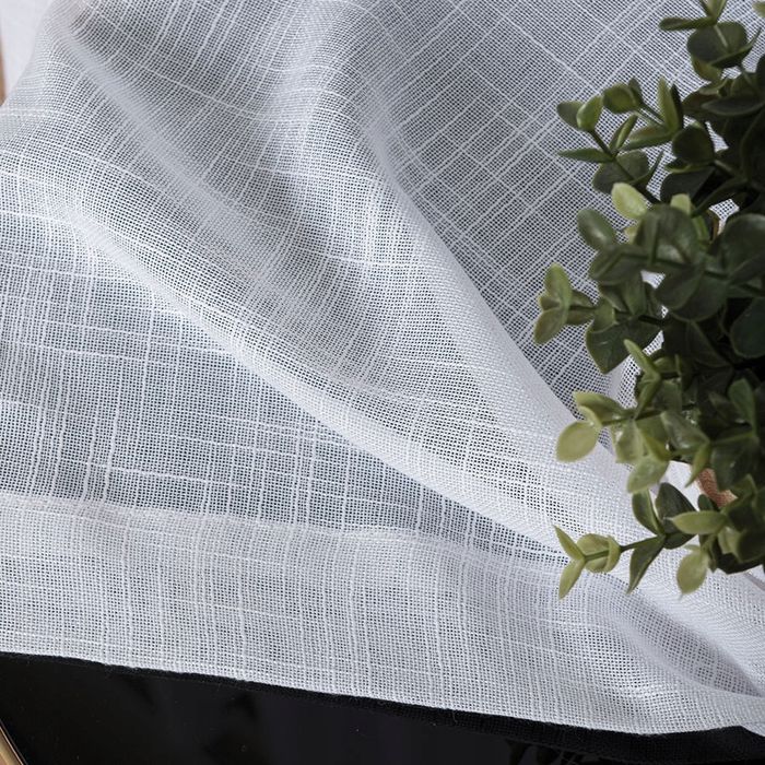 Biała firana gotowa typu len na taśmie 400x250cm lniana gruba żabki