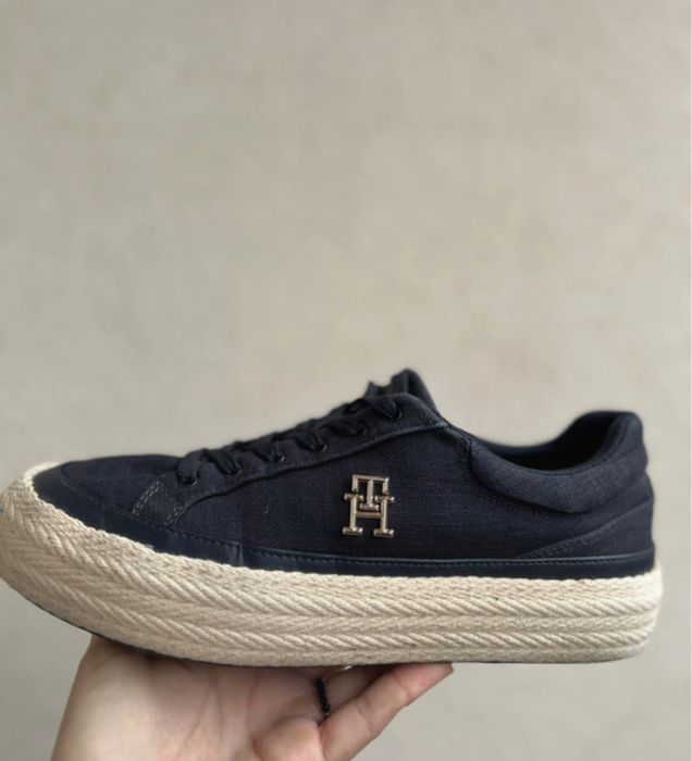 Buty Tommy Hilfinger trampki lniane granatowe rozmiar 38 damskie