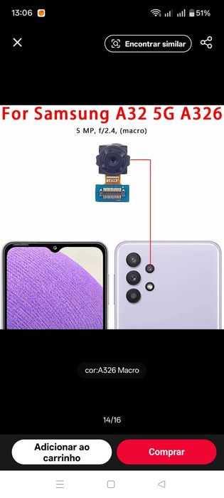 Vendo câmara traseira Samsung A32 5g nova