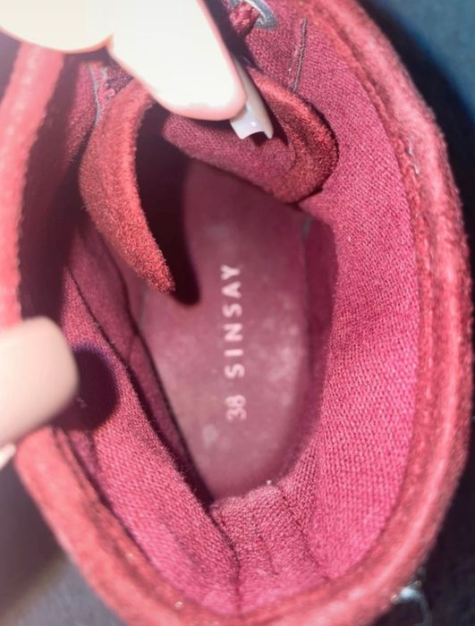 Bordowe buty rozmiar 38