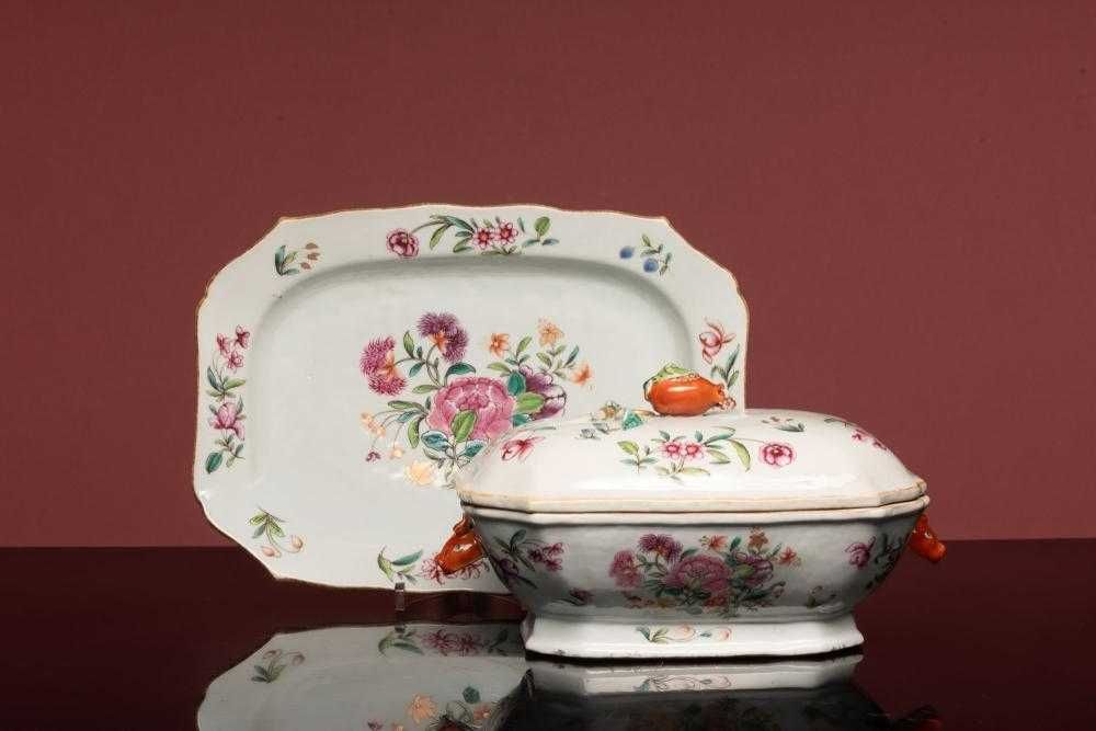 Terrina com travessa Companhia das Índias - Reinado Qianlong