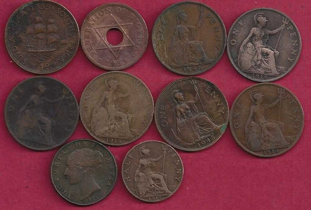 MOEDAS Lote de 10 Moedas Inglaterra,  Af do Sul.  Nigeria Interessante