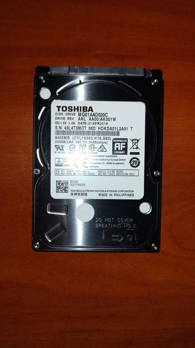 HDD диск Toshiba MQ01AAD020C на 200гб для ноутбука