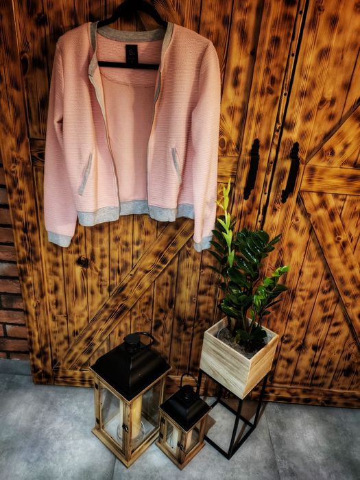 Różowo szara bluza rozpinana sinsay