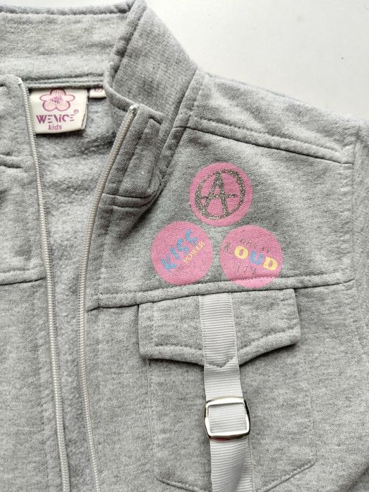 Bluza rozpinana szara z aplikacją rozmiar 122/128