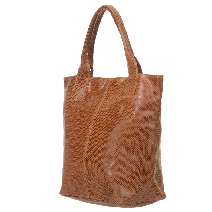 VERA PELLE torebka skórzana shopper lakierowana V588 c.bordowa