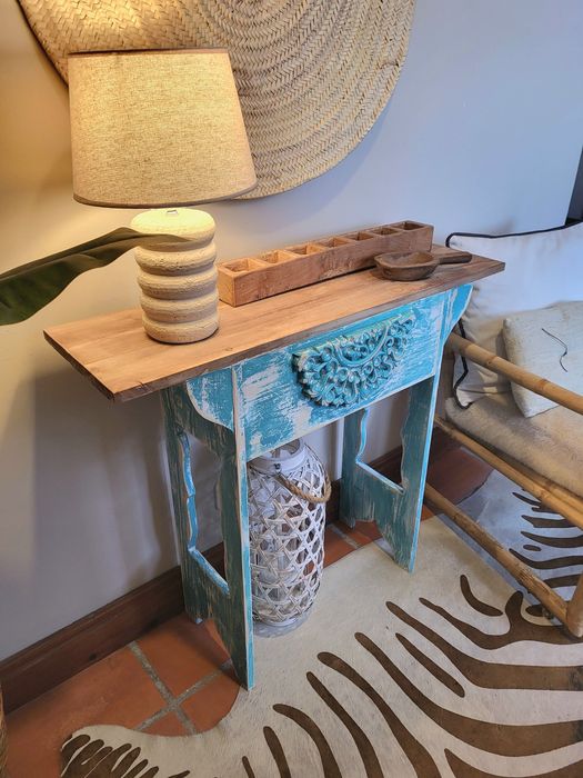 consola, aparador, mesa, talha,  azul, rustico