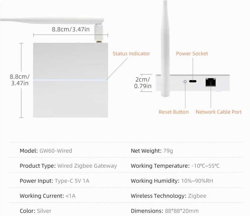 Zigbee Gateway Avatto Zigbee (GW60T-Wired-S) - NOVO