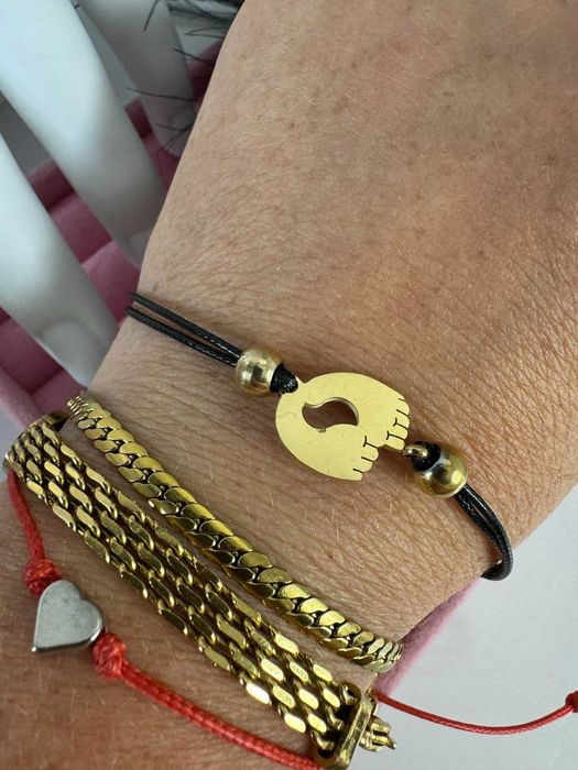 Bransoletka stal nierdzewna stópki rzemyk prezent b738