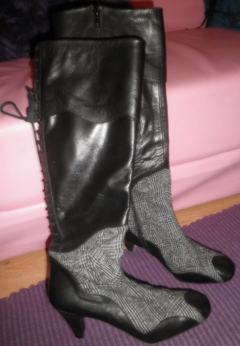 botas Missanga com aplicação de tecido xadrez, principe de gales