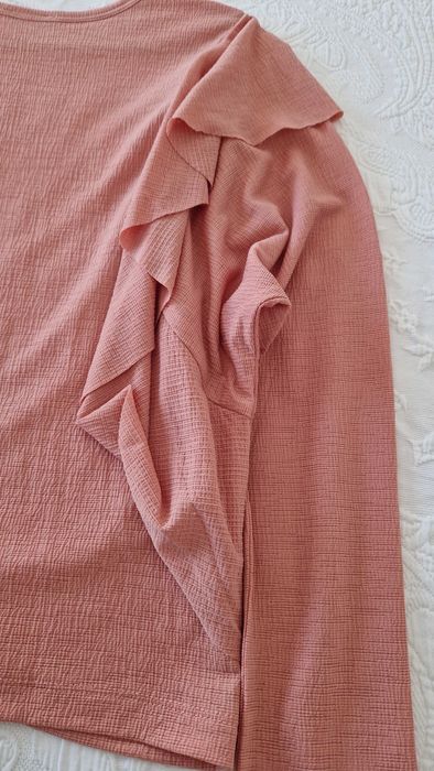 Blusa rosa, managa comprida, Zara, tamanho S