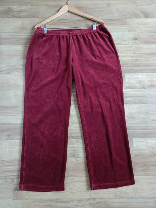 Spodnie damskie materiałowe welurowe plus size domowe dresowe 46 XXXL