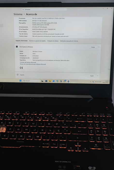ASUS TUF Gaming F15 | i5 11ª Gen | RTX 3050 | 144Hz