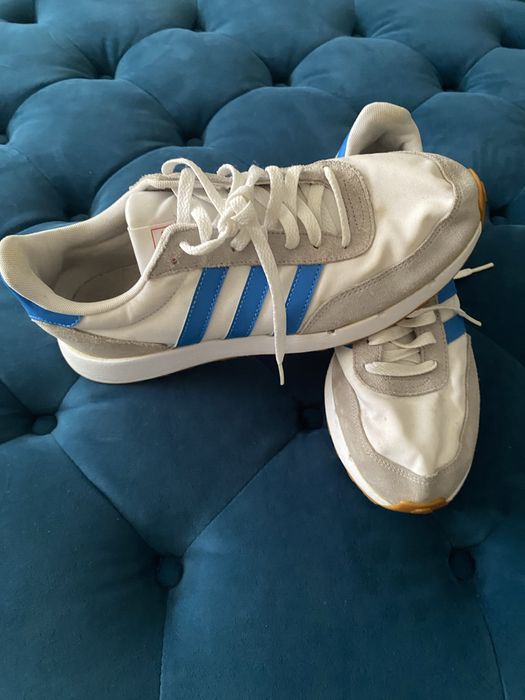Adidas Run 60s 2.0 Branco/Azul – Tamanho 42 – Excelente Estado